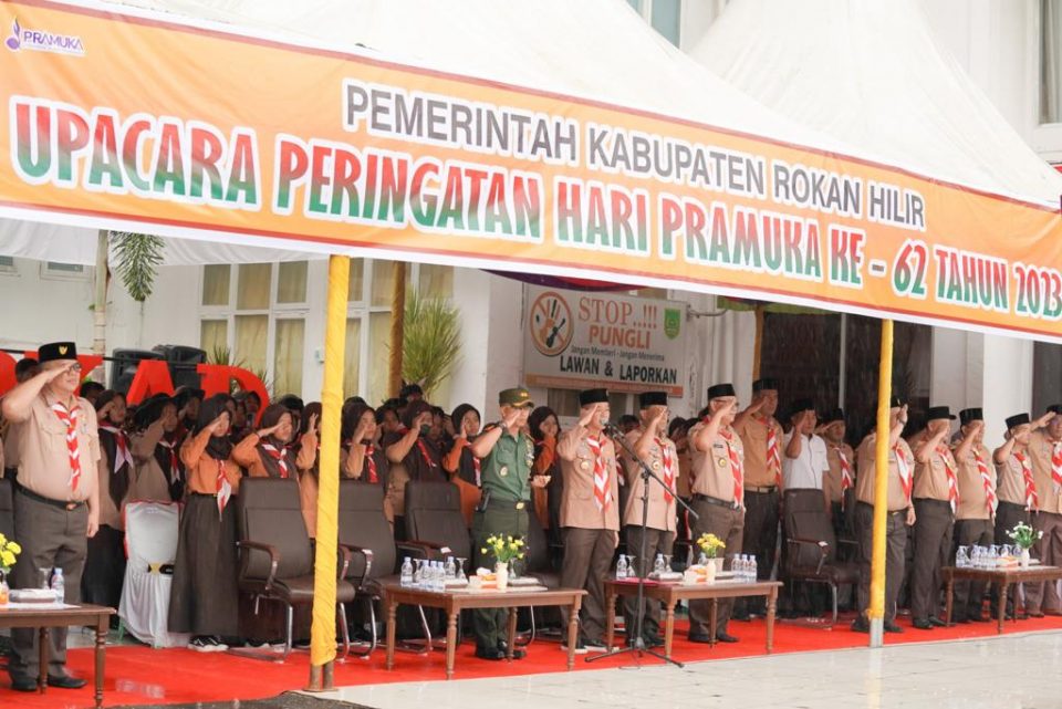 Potret Hari Upacara Peringatan HUT Pramuka di Rokan Hilir